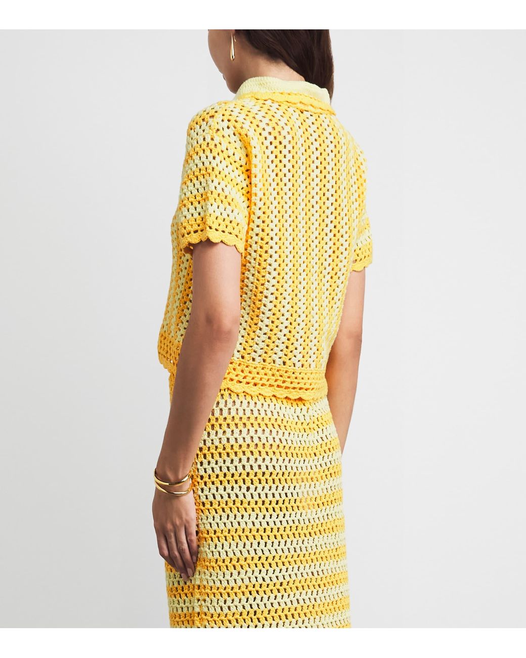 Jonathan Simkhai Yellow Crochet Stripe Stanton Shirt