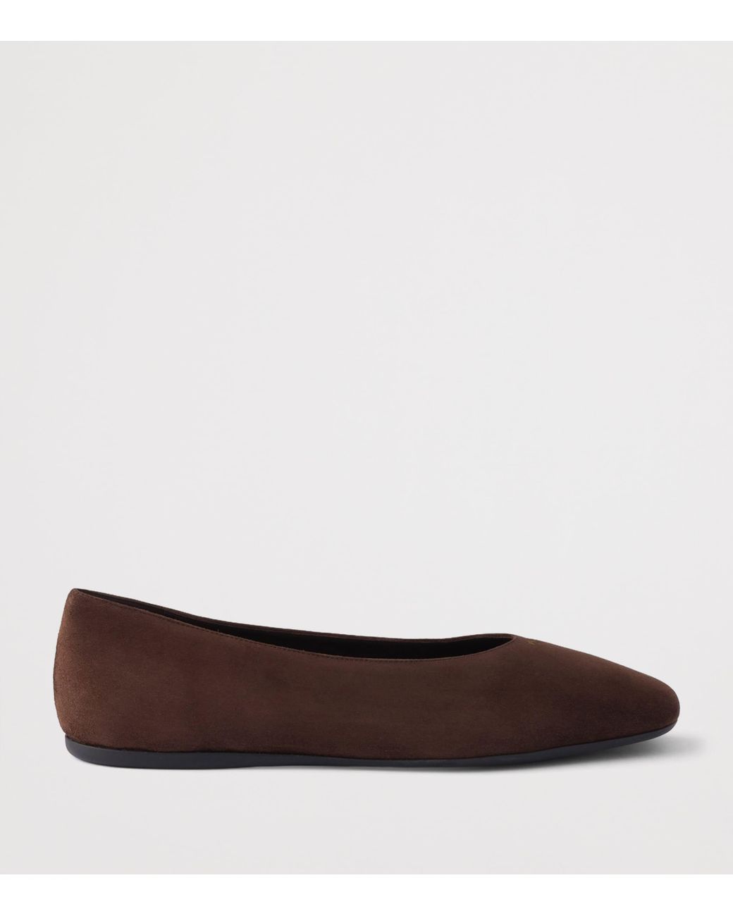 Prada Brown Suede Logo Ballet Flats
