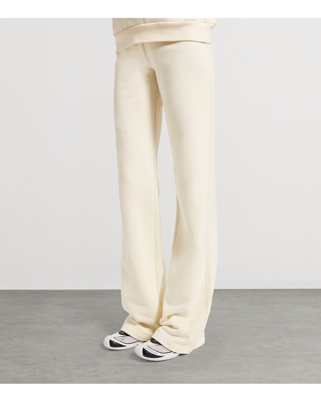Balenciaga White Cotton Logo Wide-Leg Sweatpants