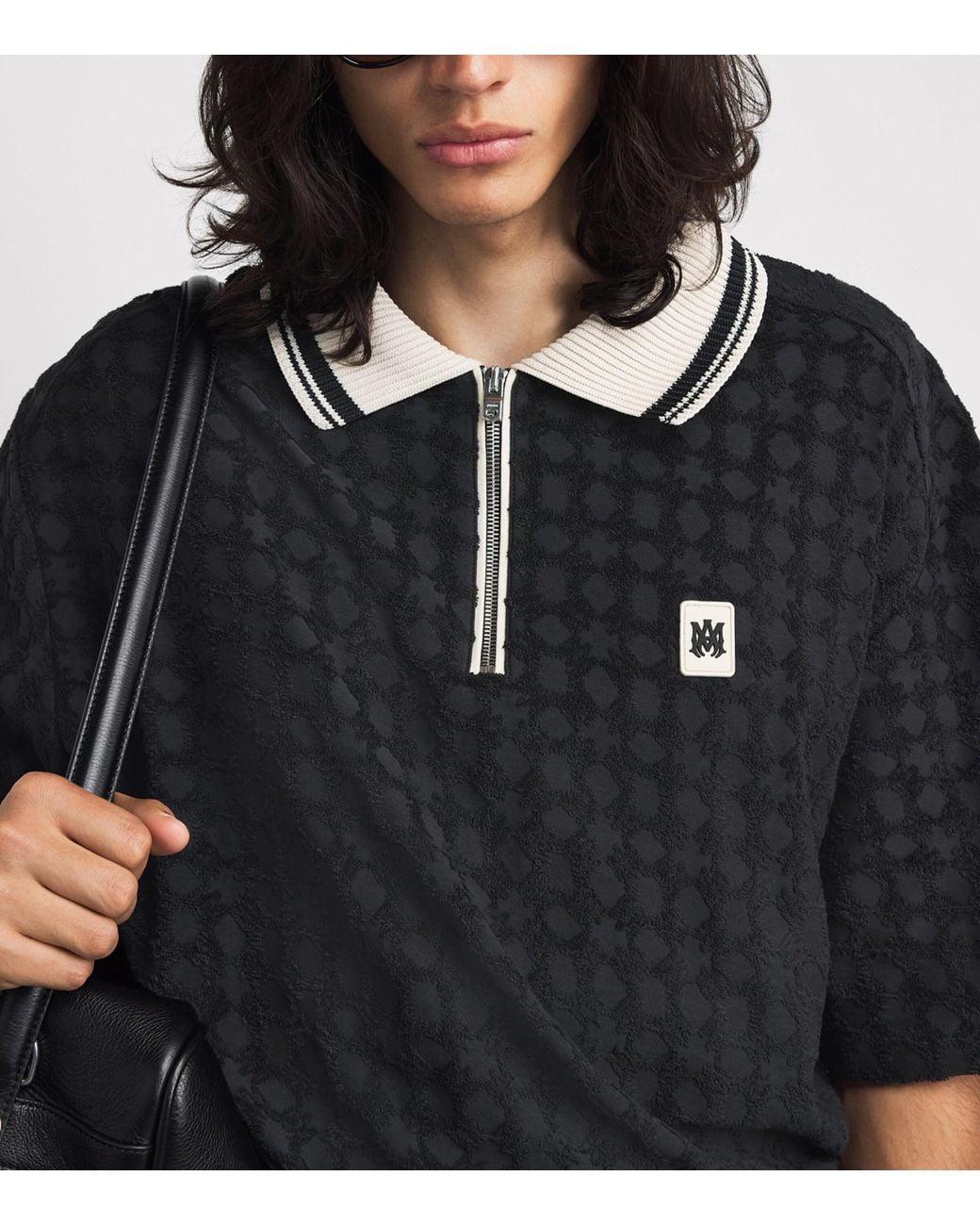 Amiri Black Ma Quad Zip-Up Polo Shirt for men