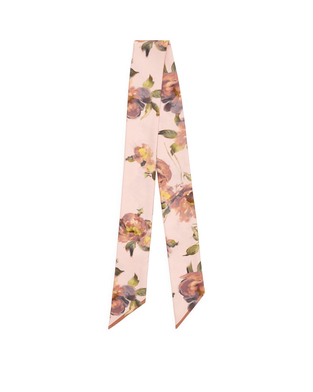 Harrods Pink Silk Floral Scarf