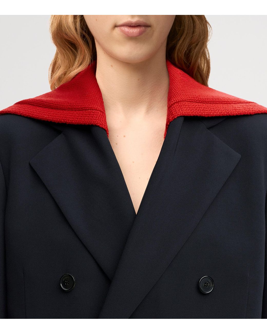 Loewe Blue Wool Knitted-Overlay Blazer