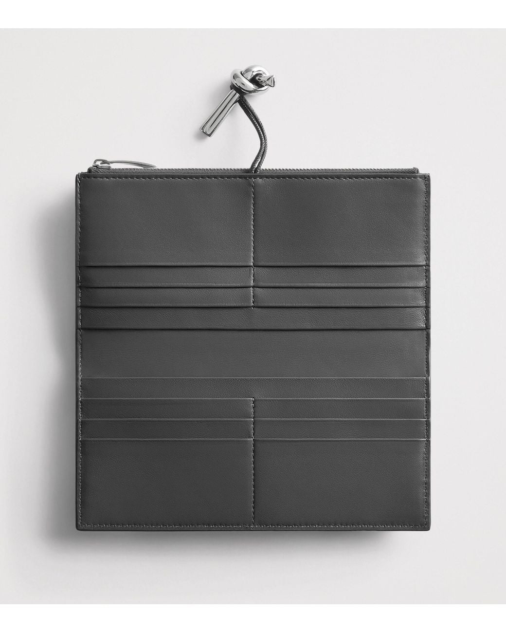 Bottega Veneta Gray Leather Andiamo Long Wallet