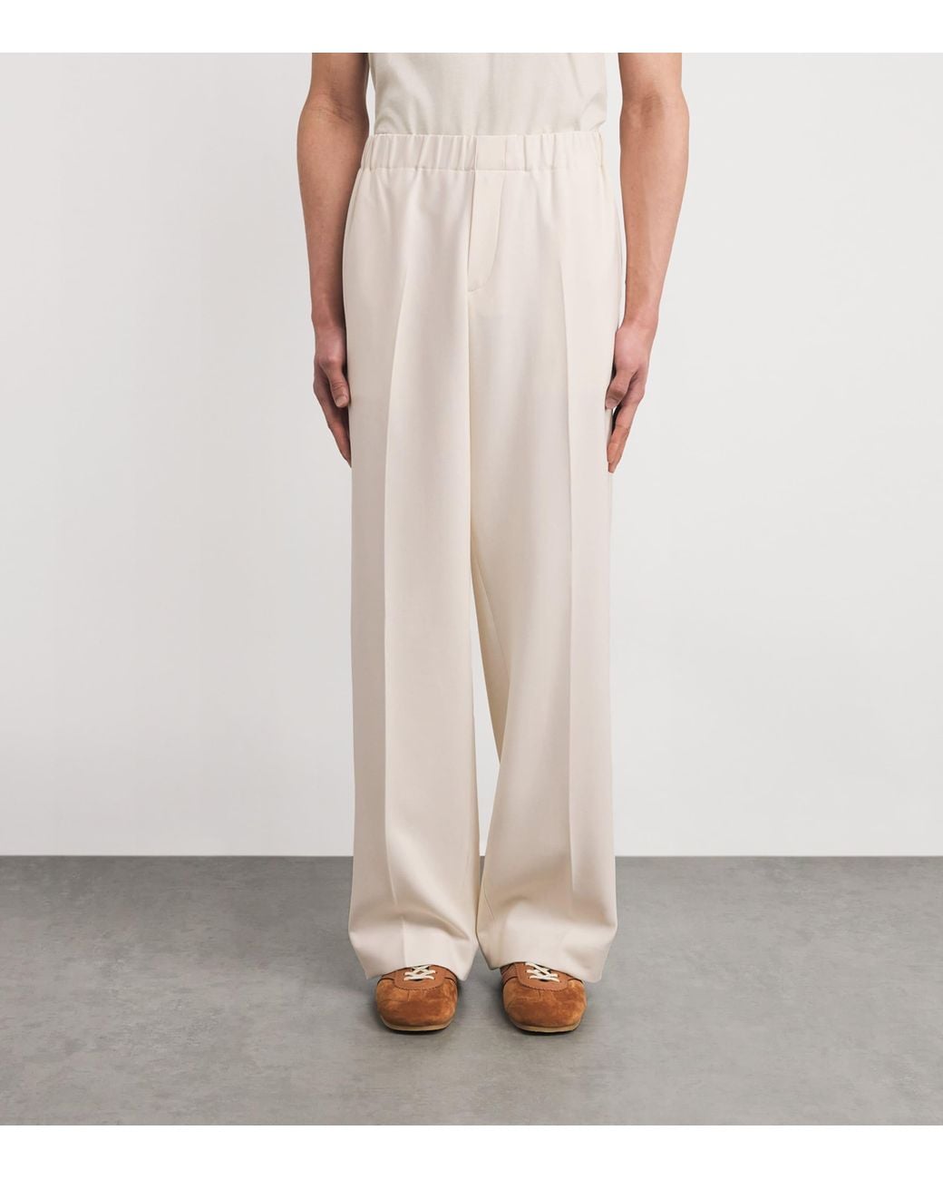 Sandro White Cotton-Blend Straight-Fit Trousers for men