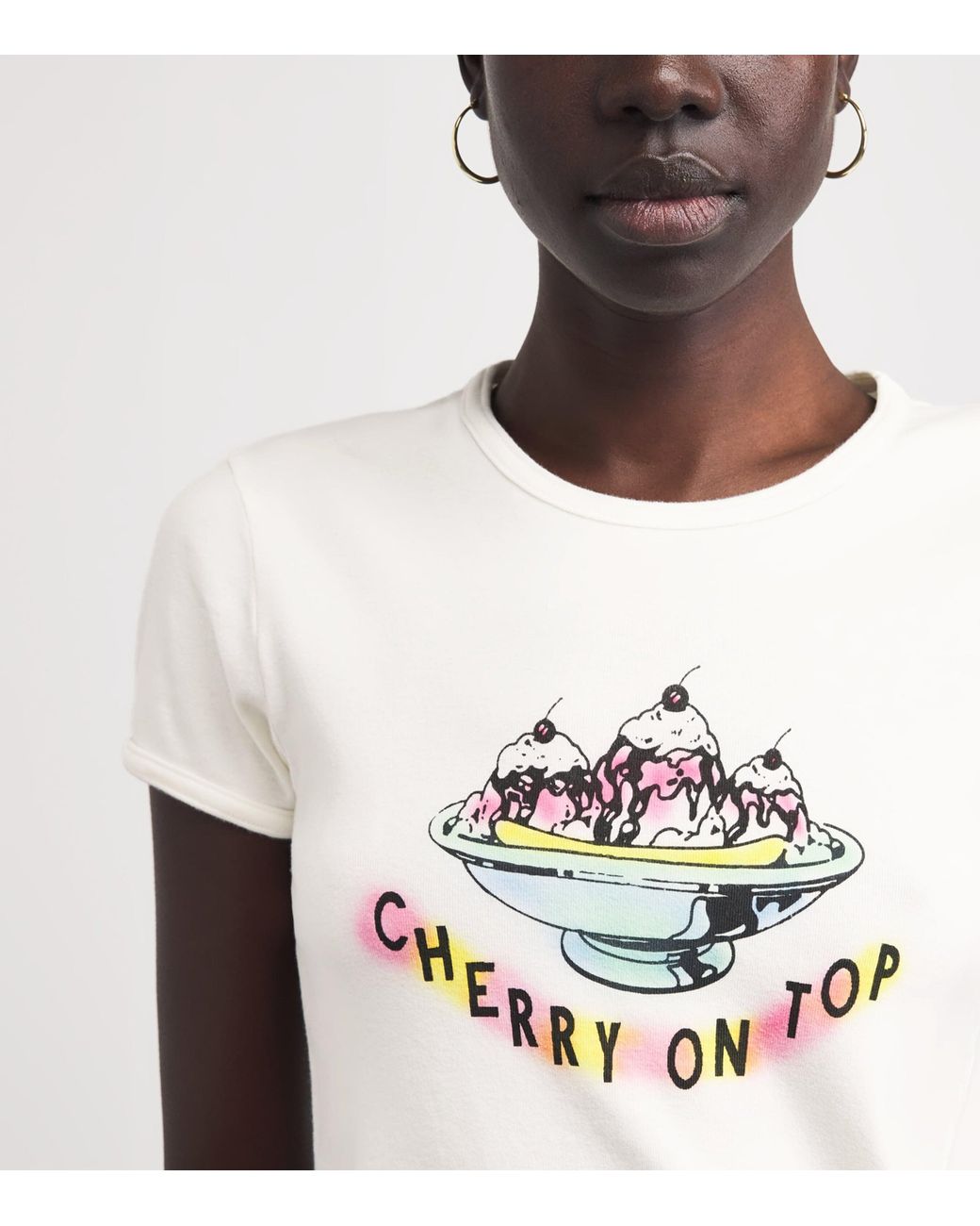 Mother White Printed The Itty Bitty Ringer T-Shirt
