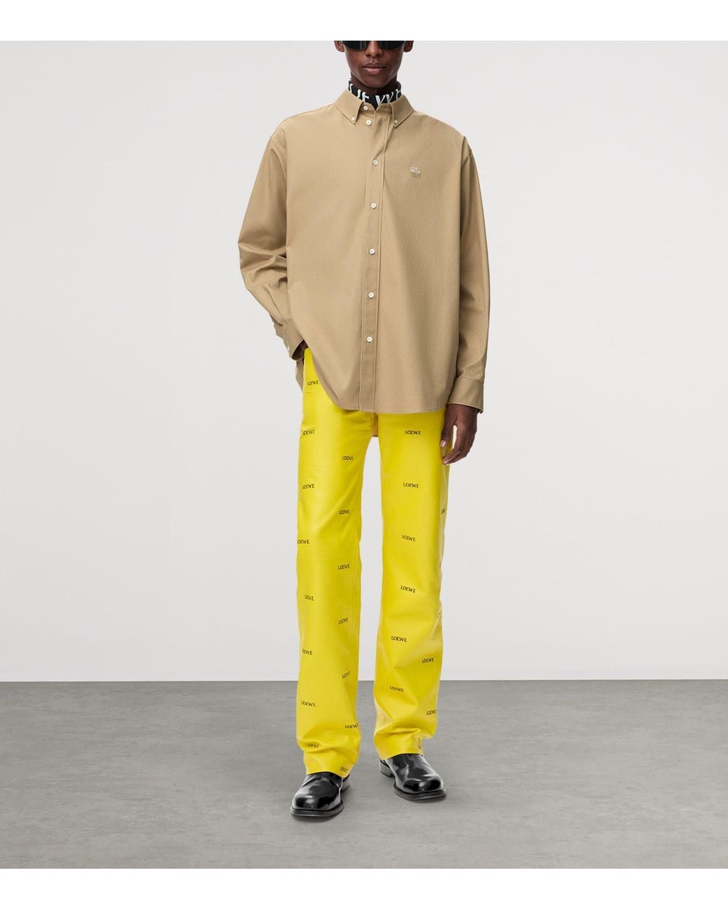 Loewe Natural Cotton Anagram Embroidered Shirt for men