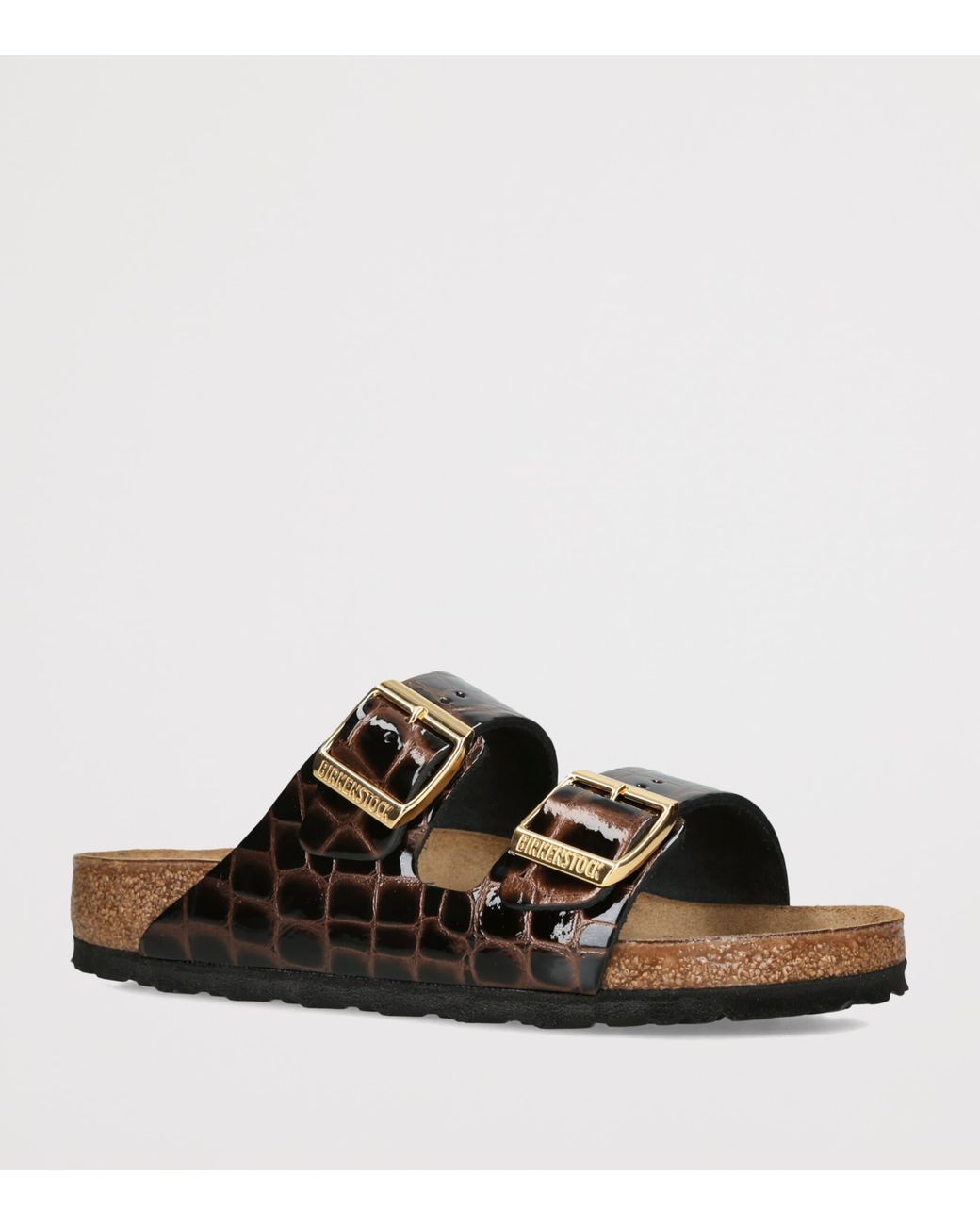 Birkenstock Brown Leather Croc-Embossed Arizona Sandals for men