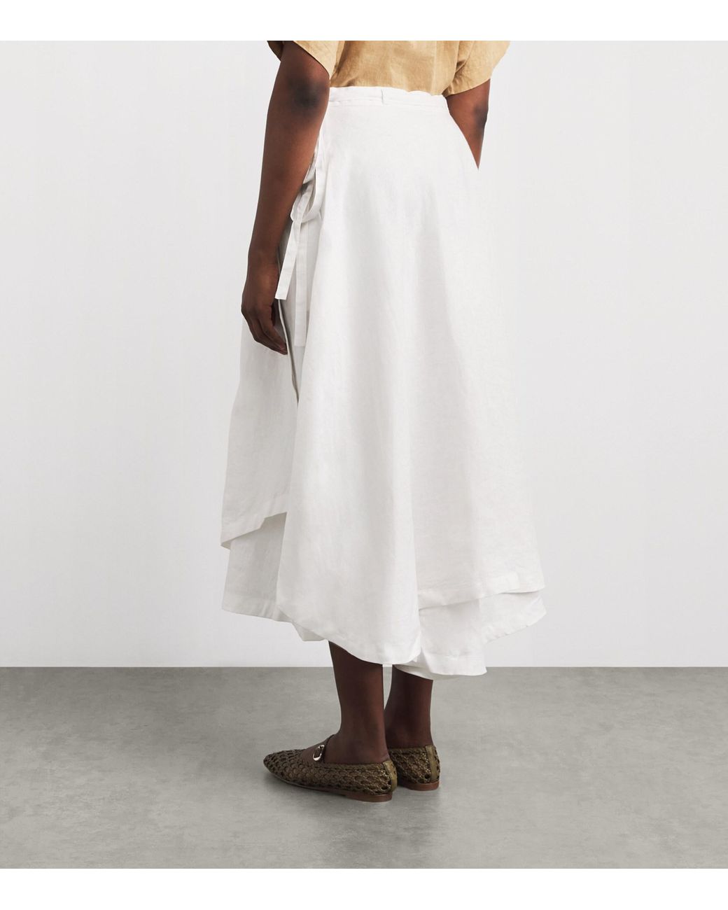Polo Ralph Lauren White Linen Wrap Midi Skirt