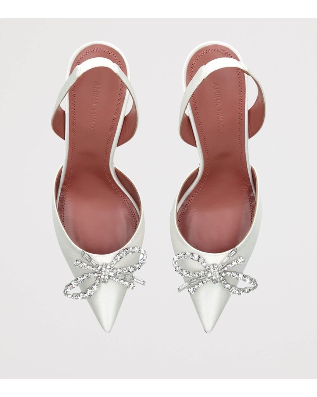 AMINA MUADDI White Satin Embellished Rosie Slingback Pumps 70