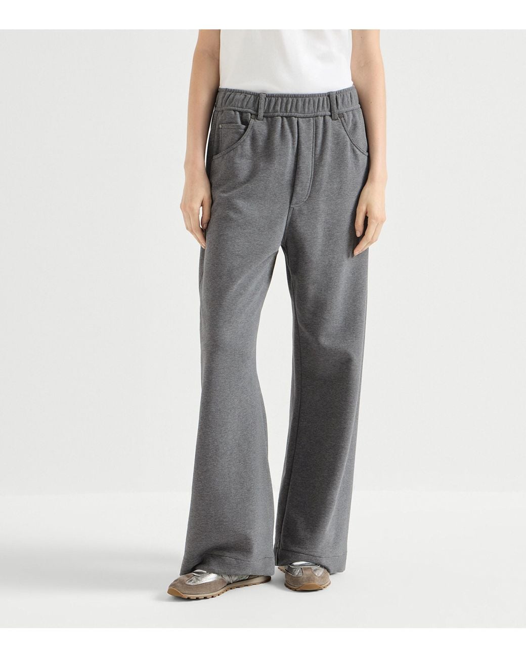Brunello Cucinelli Gray Cotton French Terry Trousers