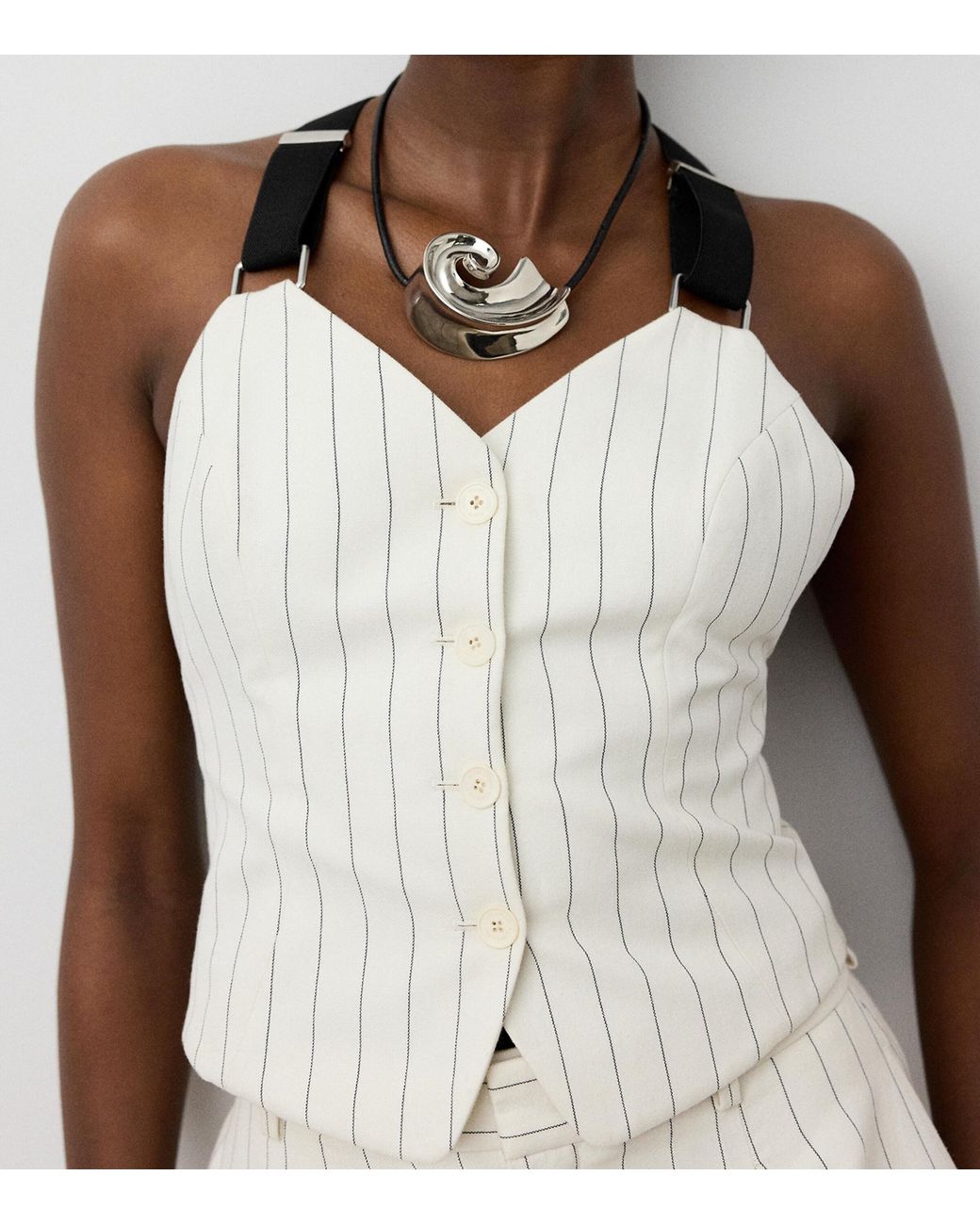 Ralph Lauren White Stripe Donnella Bustier