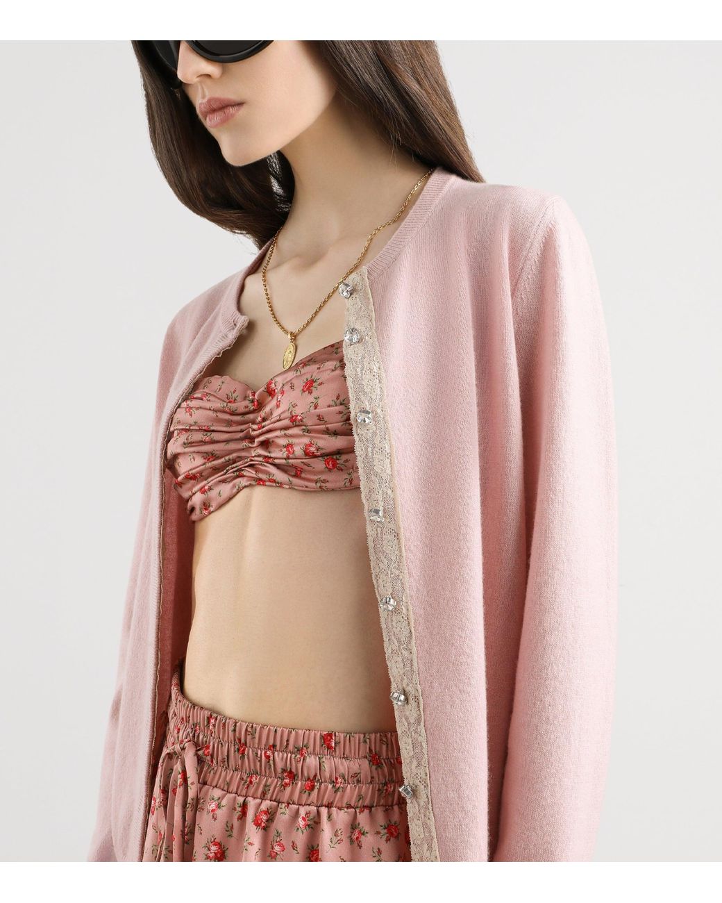 Dolce & Gabbana Pink Cashmere Jewel-Buttoned Cardigan