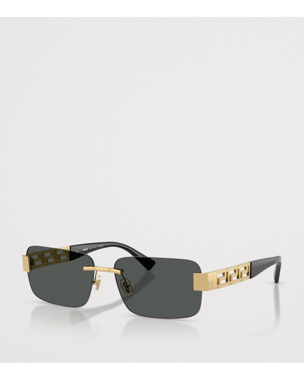 Versace Gray Metal Rectangular Sunglasses