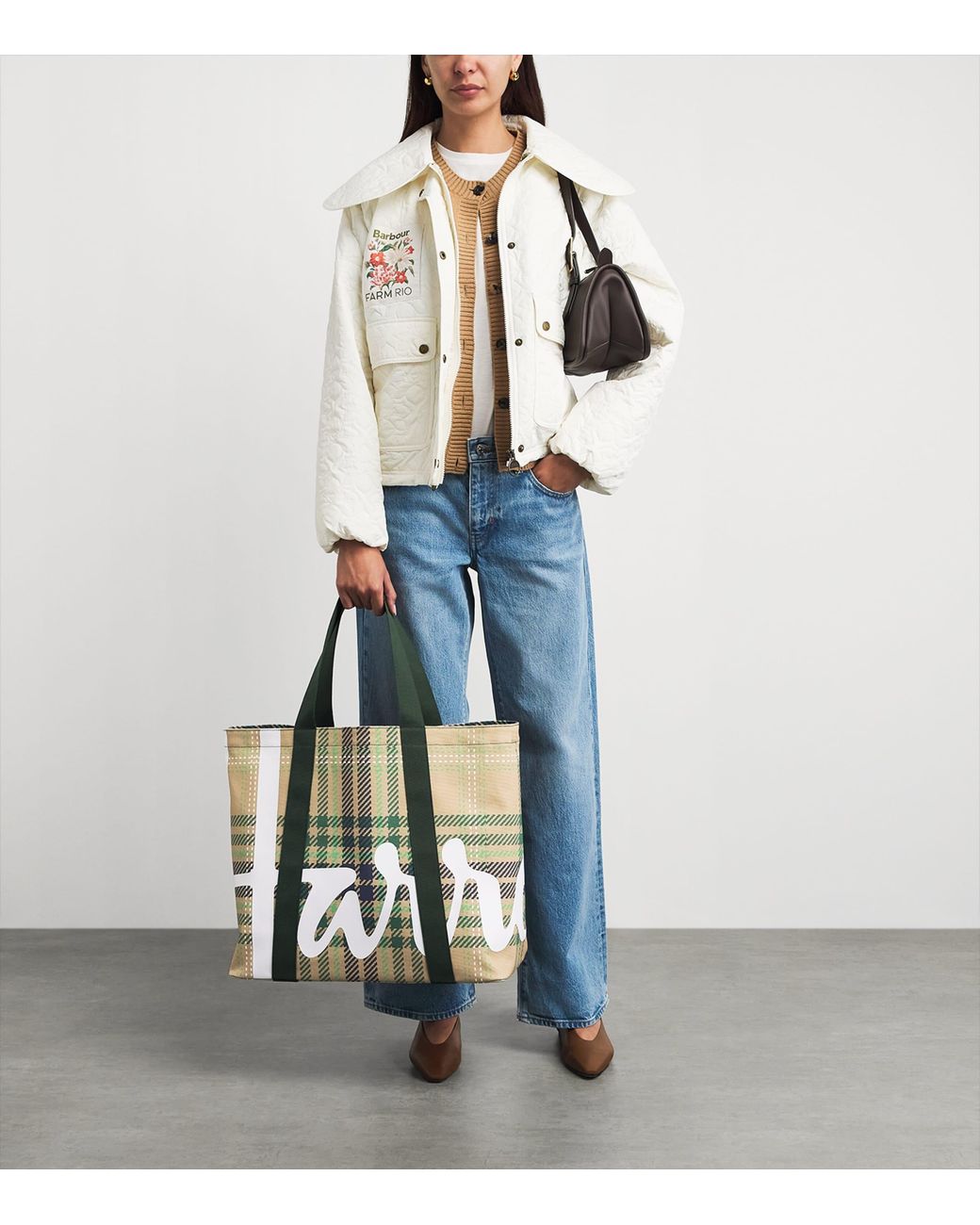 Harrods Green Large Tartan Check Tote Bag