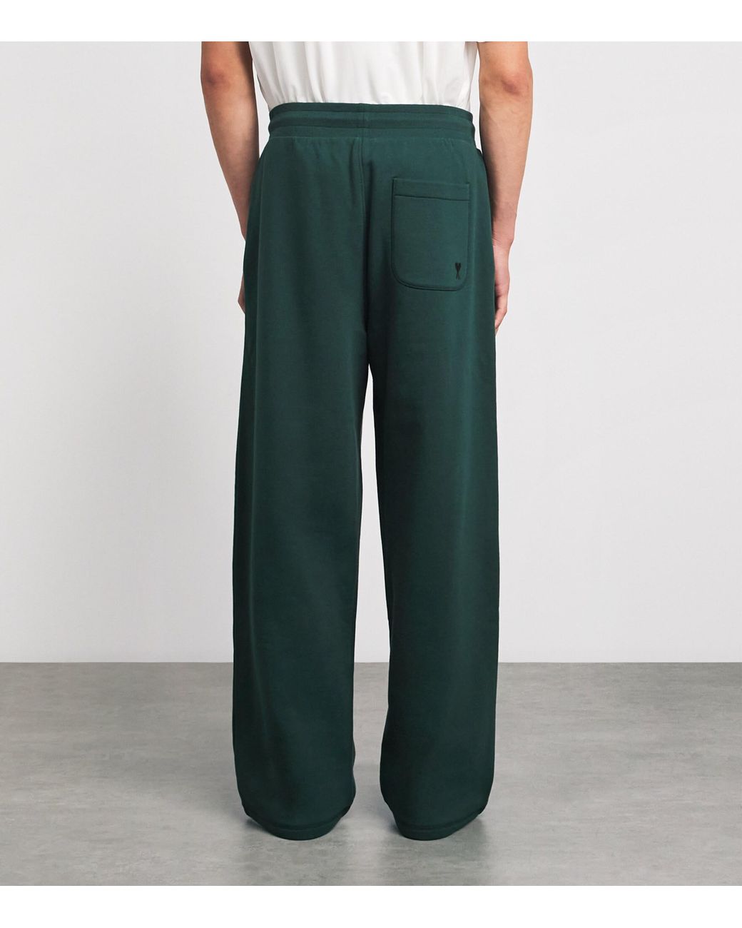AMI Green Stretch-Cotton Ami De Coeur Sweatpants for men