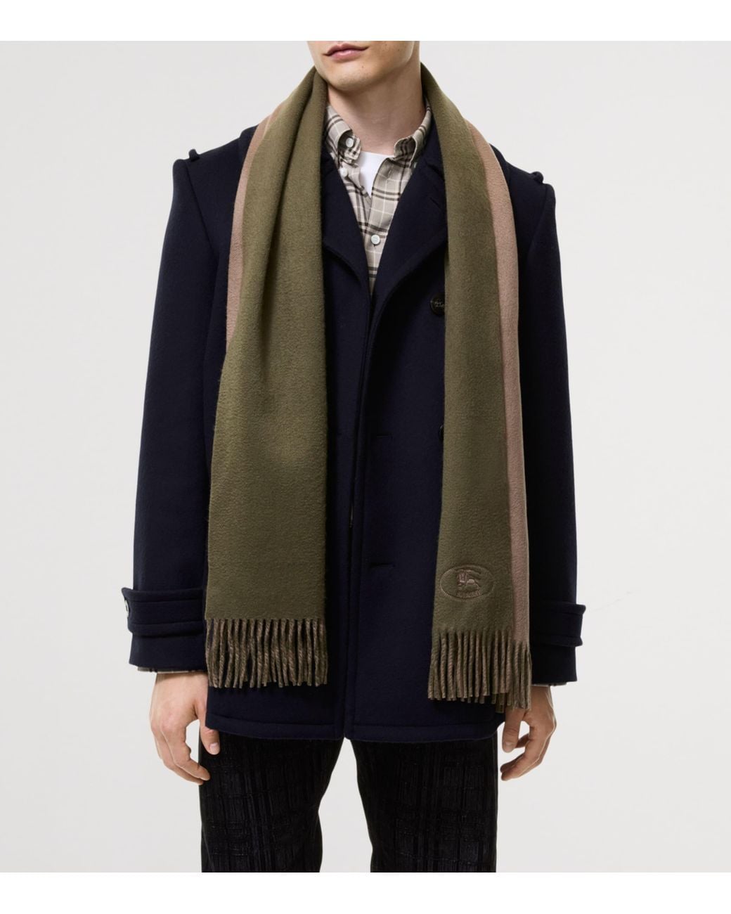 Burberry Green Cashmere Ekd Stamp Scarf