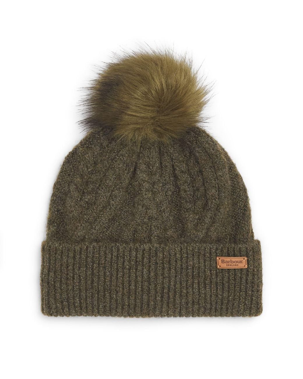 Barbour Green Pom-Pom Elsdon Beanie