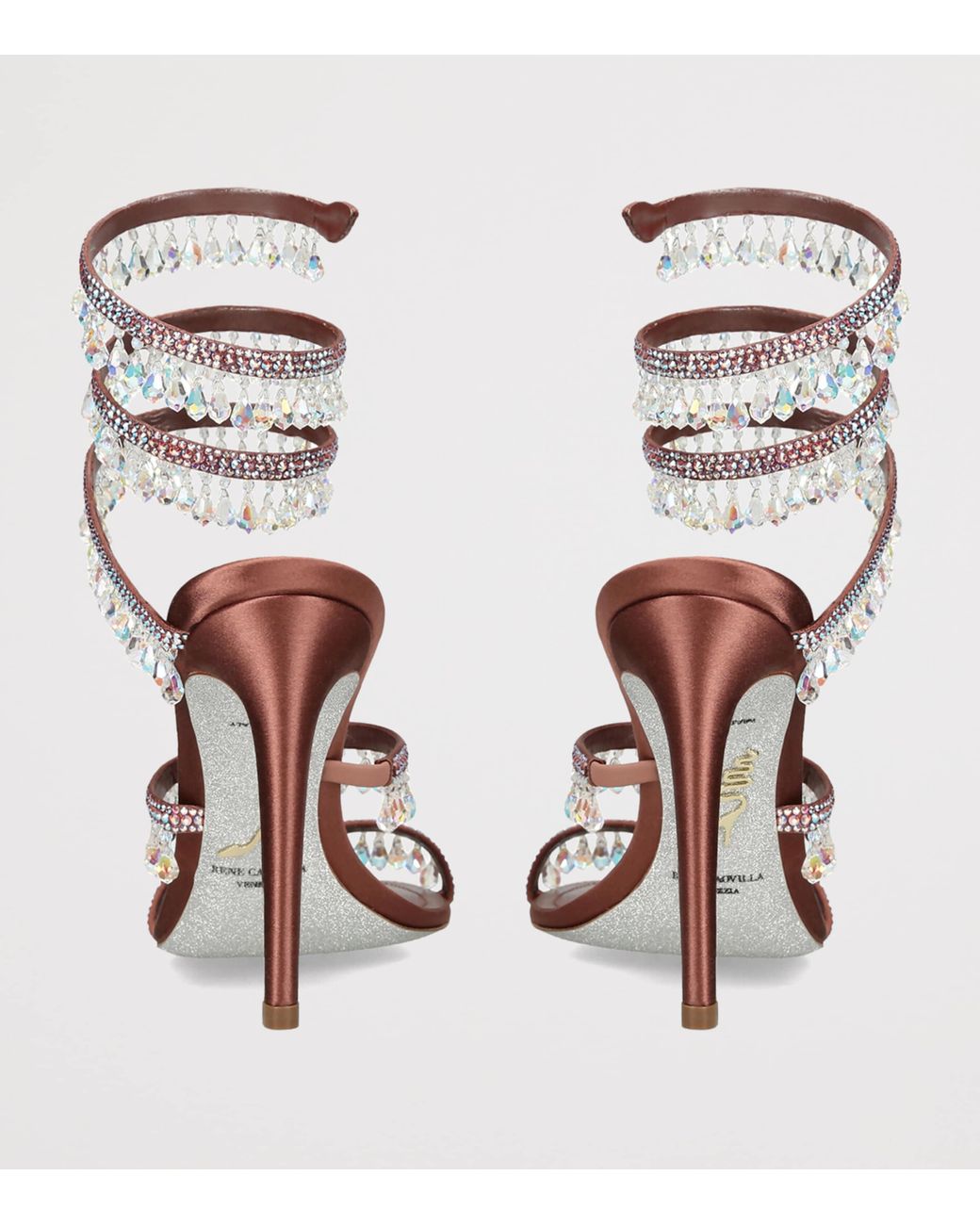 Rene Caovilla White Embellished Chandelier Sandals 105