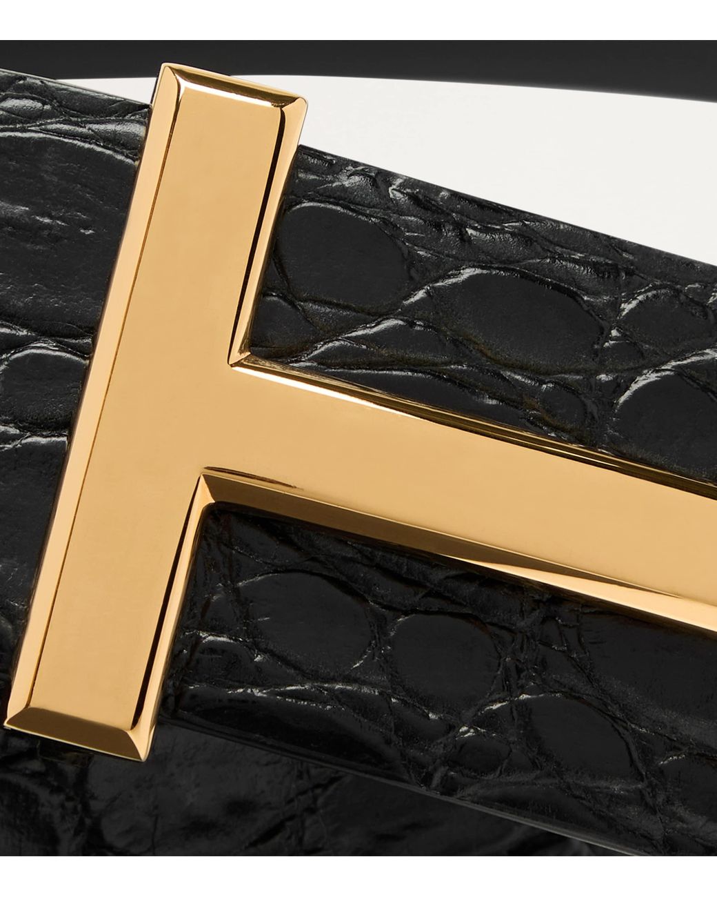 Tom Ford Black Leather Reversible T Icon Belt for men