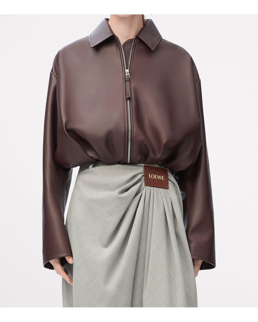 Loewe Brown Lambskin Draped Jacket
