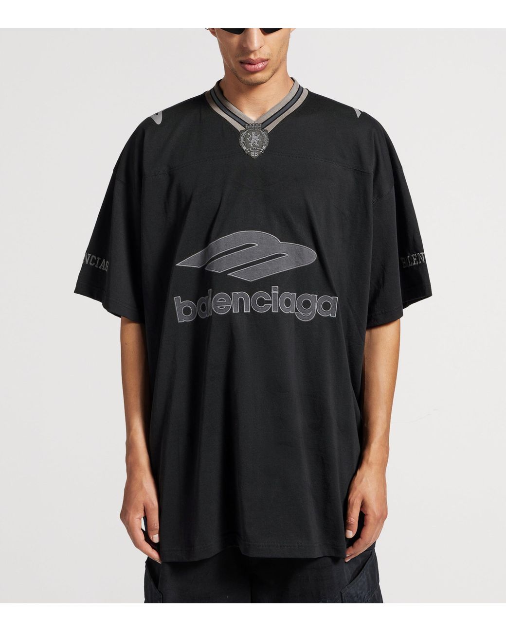 Balenciaga Black Oversized Logo T-Shirt for men