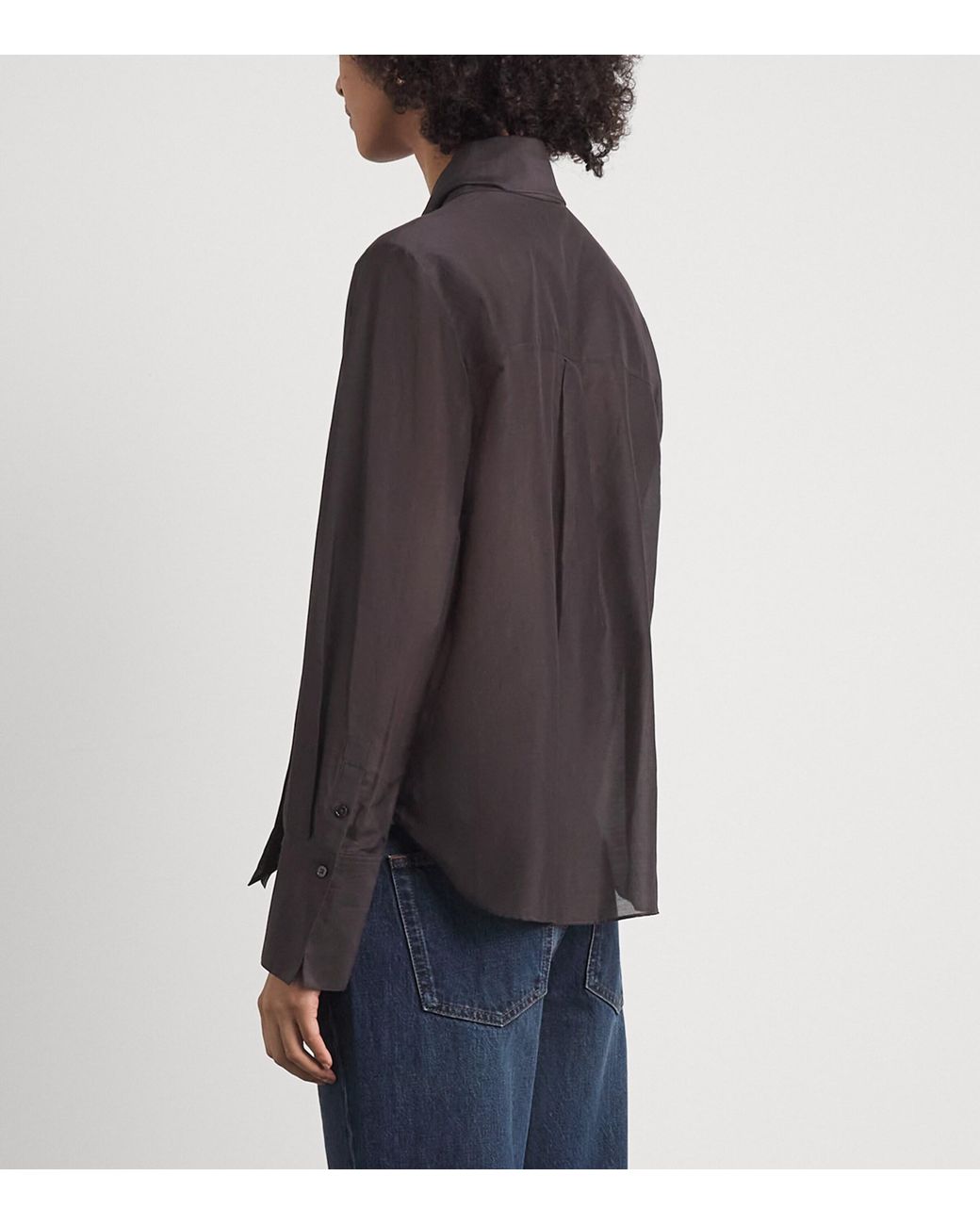 ME+EM Gray Cotton-Silk Cloud Layering Shirt