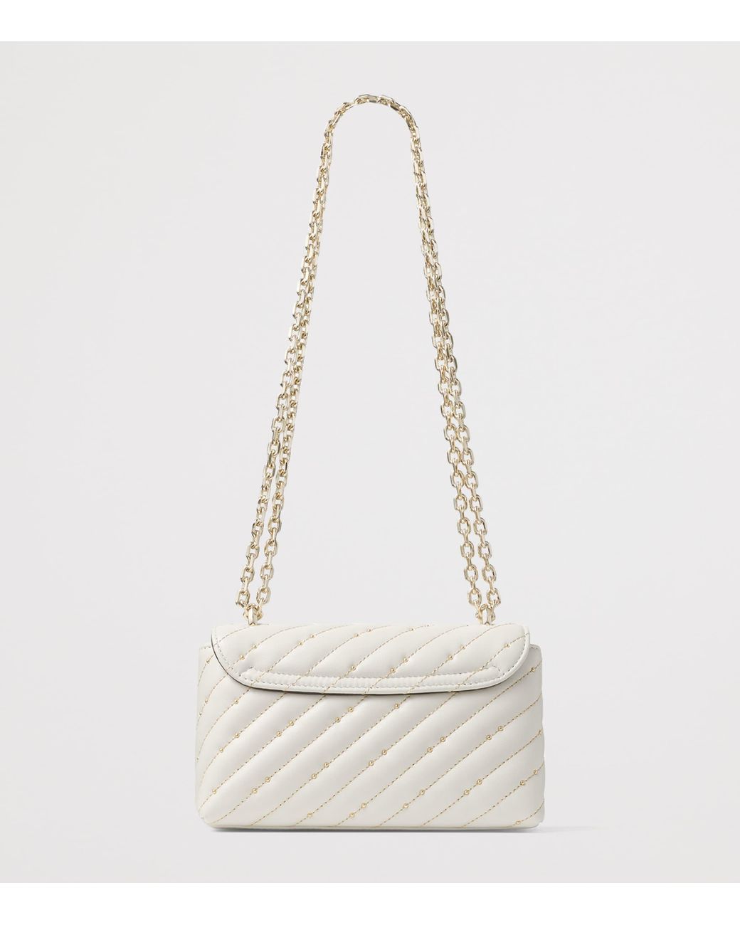 Jimmy Choo White Curve Small Biker Leather Quilted Cross-Body Bag