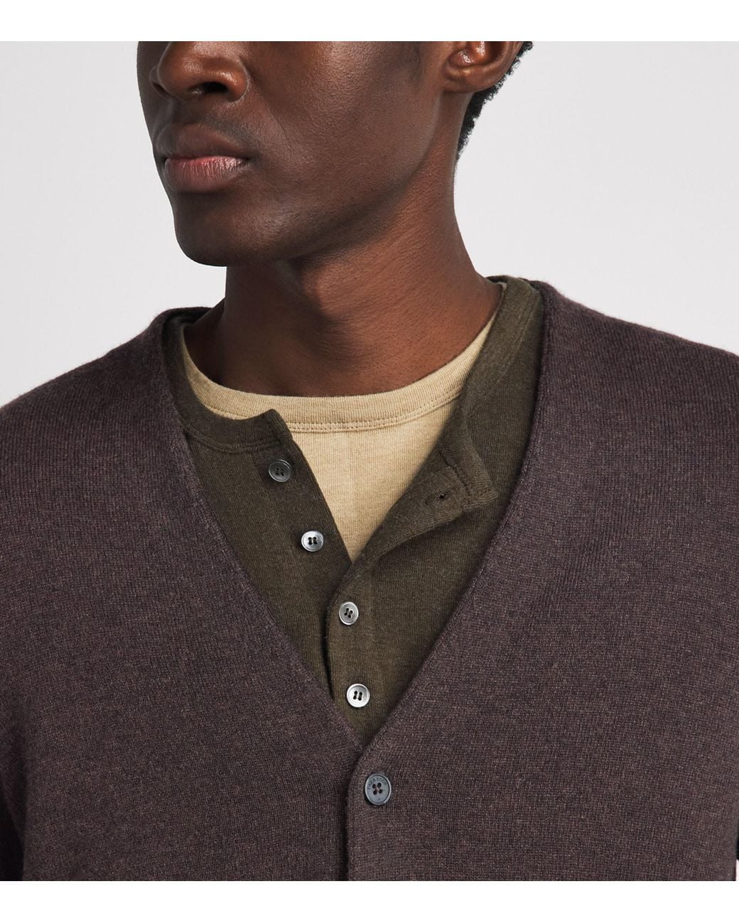 Rag & Bone Brown Cashmere Vernon V-Neck Cardigan for men