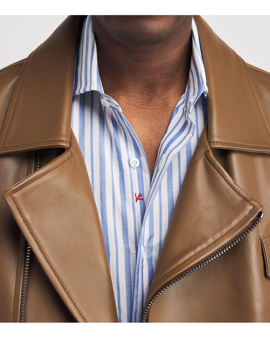 Isaia Blue Cotton Stripe Shirt for men