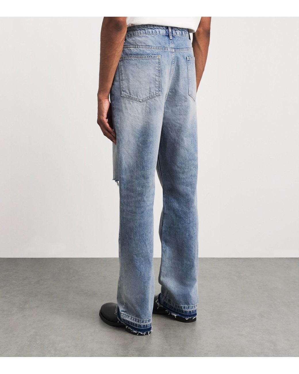 Represent Blue Ripped Heaton Straight Jeans for men