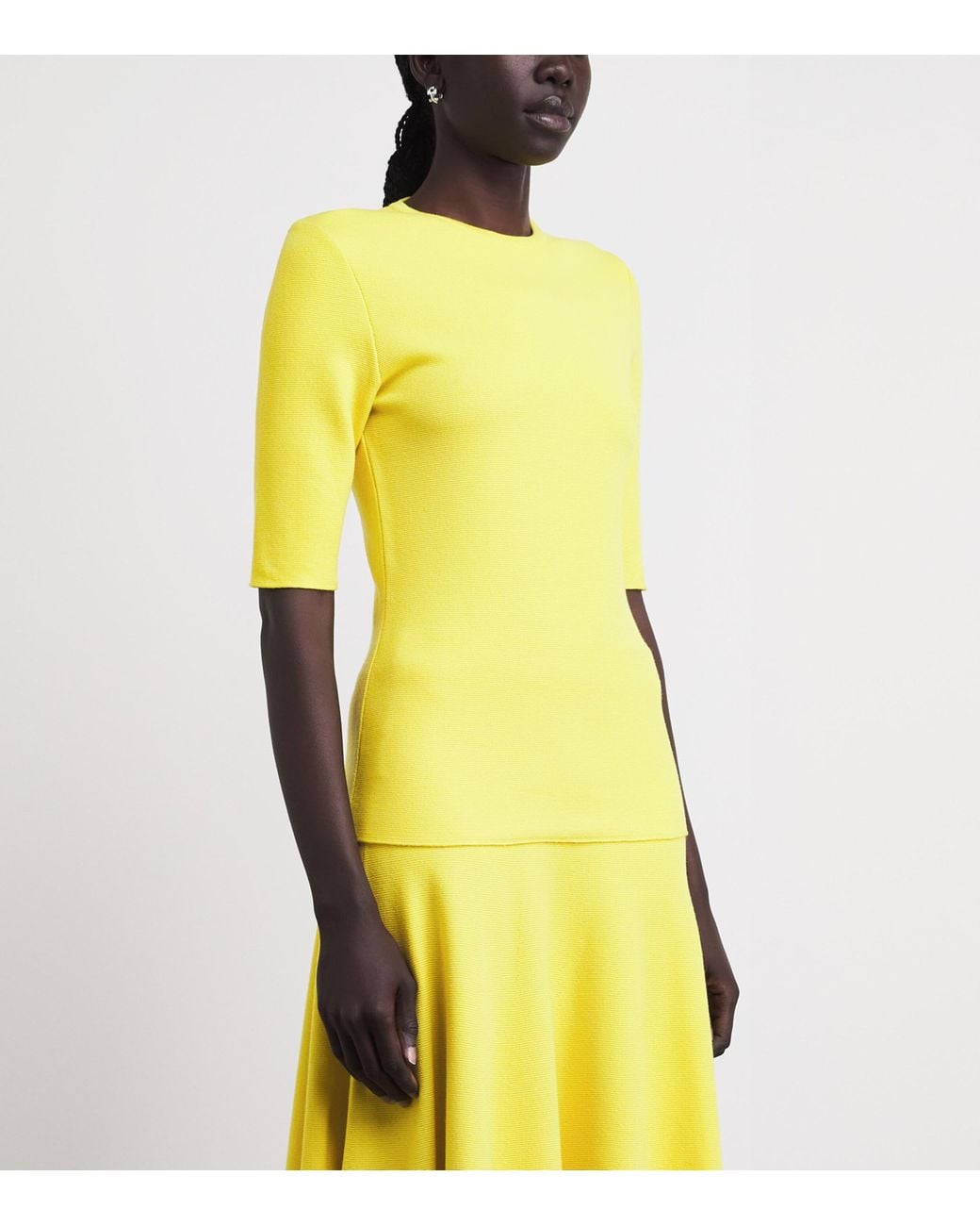 Gabriela Hearst Yellow Wool Axis Short-Sleeve Sweater