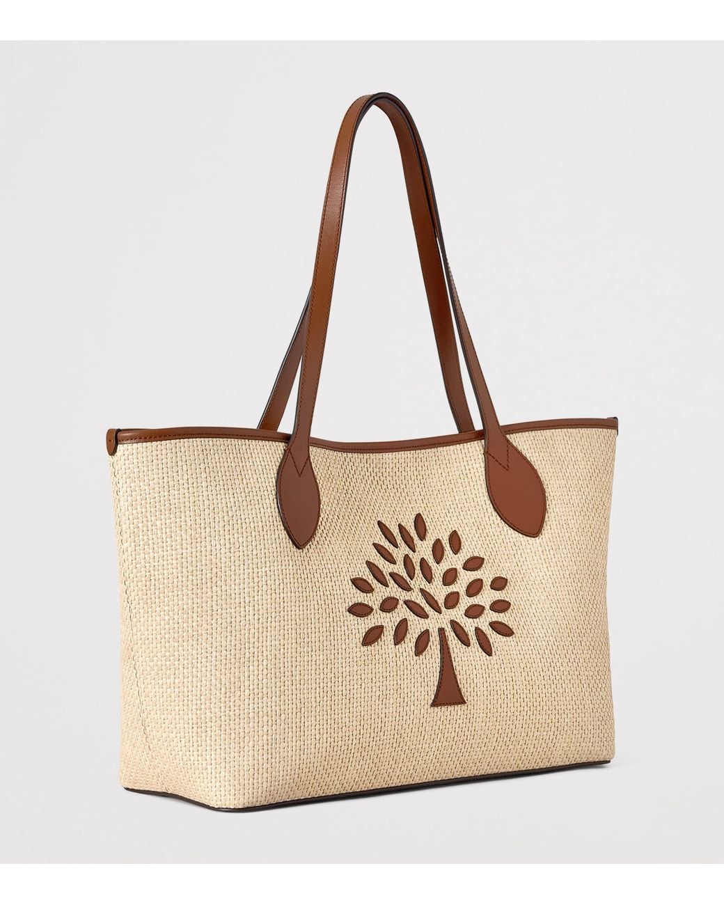 Mulberry Natural Small Raffia-Leather Tree Tote Bag