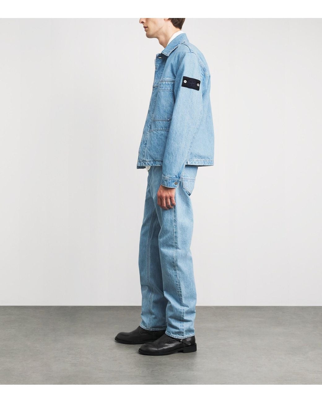 Stone Island Blue Denim Coach Jacket for men