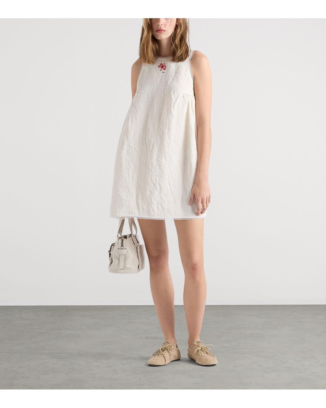 Prada White Linen Canvas Mini Dress