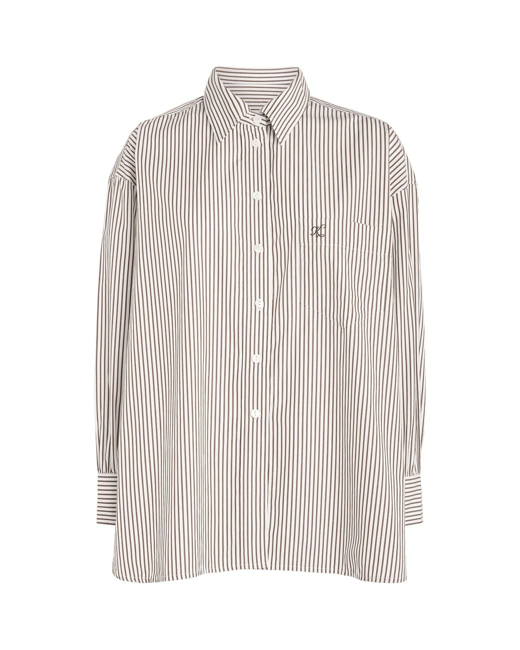 Suzie Kondi White Cotton Poplin Stripe Kappa Shirt