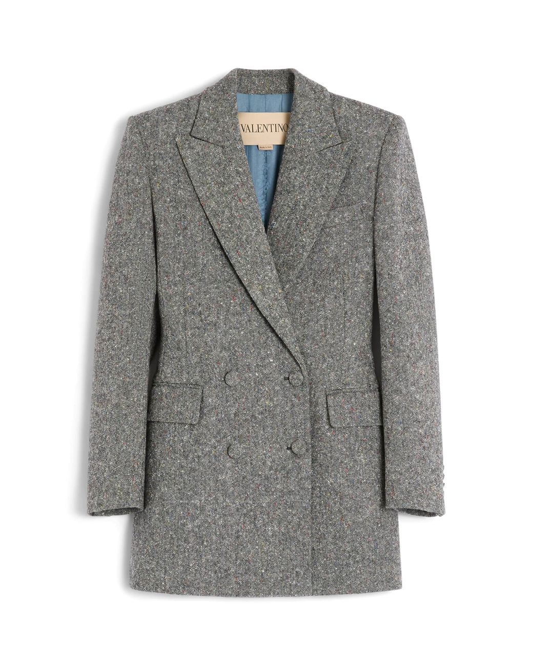 Valentino Gray Virgin Wool-Blend Pea Coat