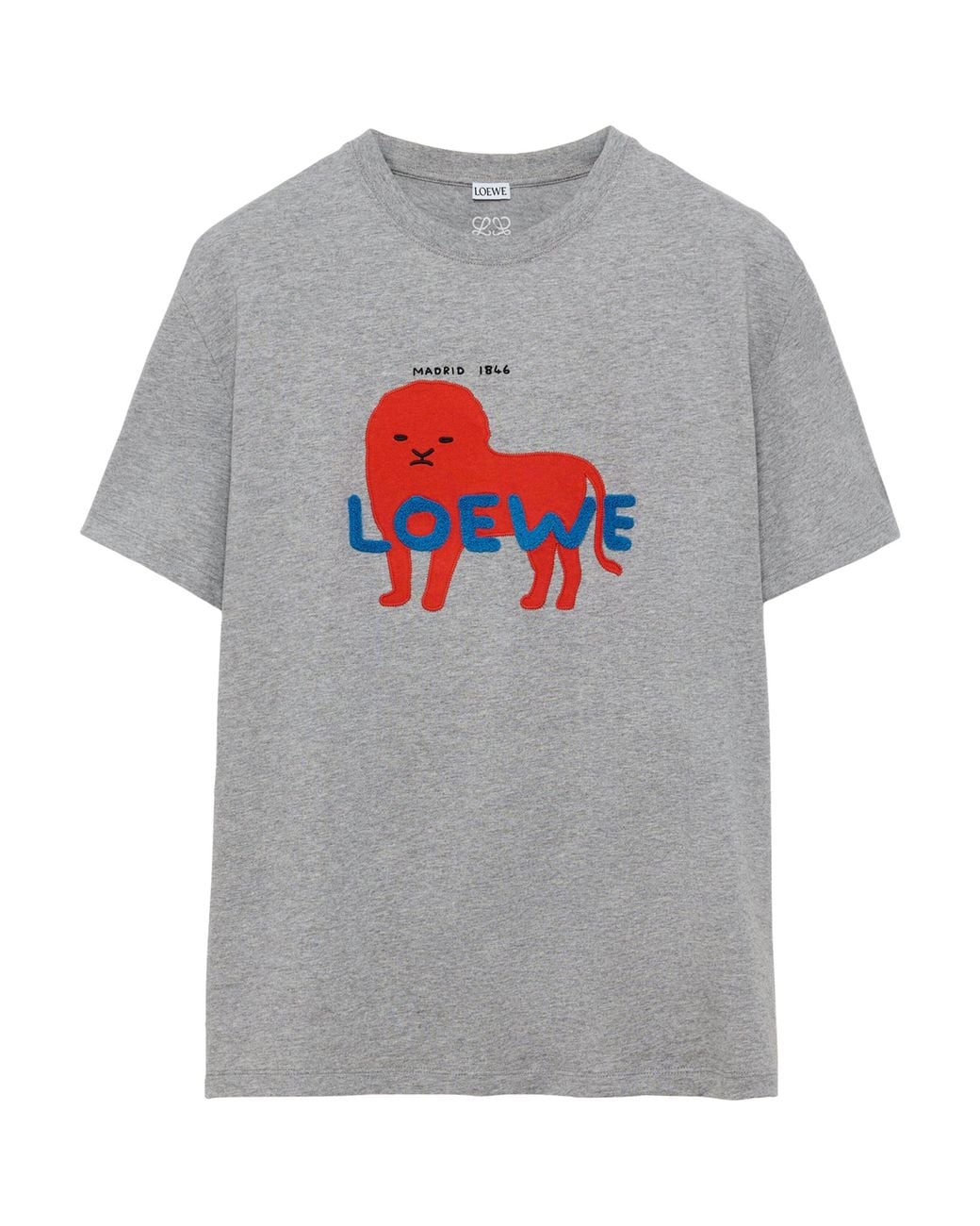 Loewe Gray Cotton Relaxed Lion T-Shirt for men
