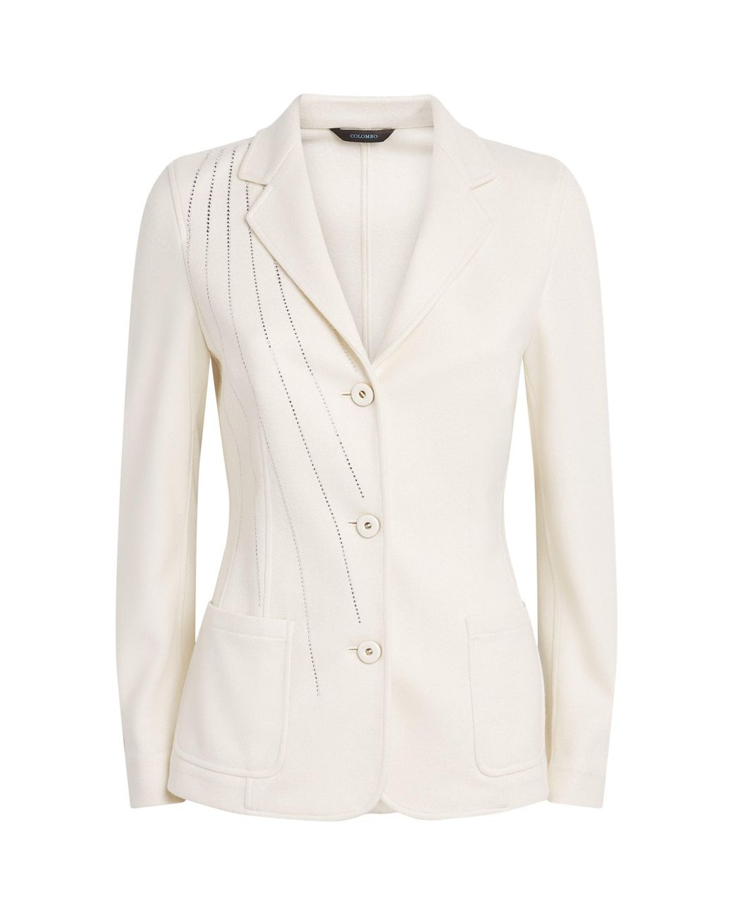 Colombo White Cashmere-Silk Embellished Blazer