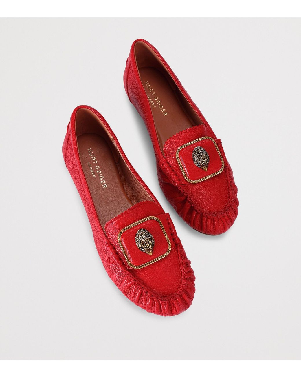 Kurt Geiger Red Leather Pimlico Moccasins