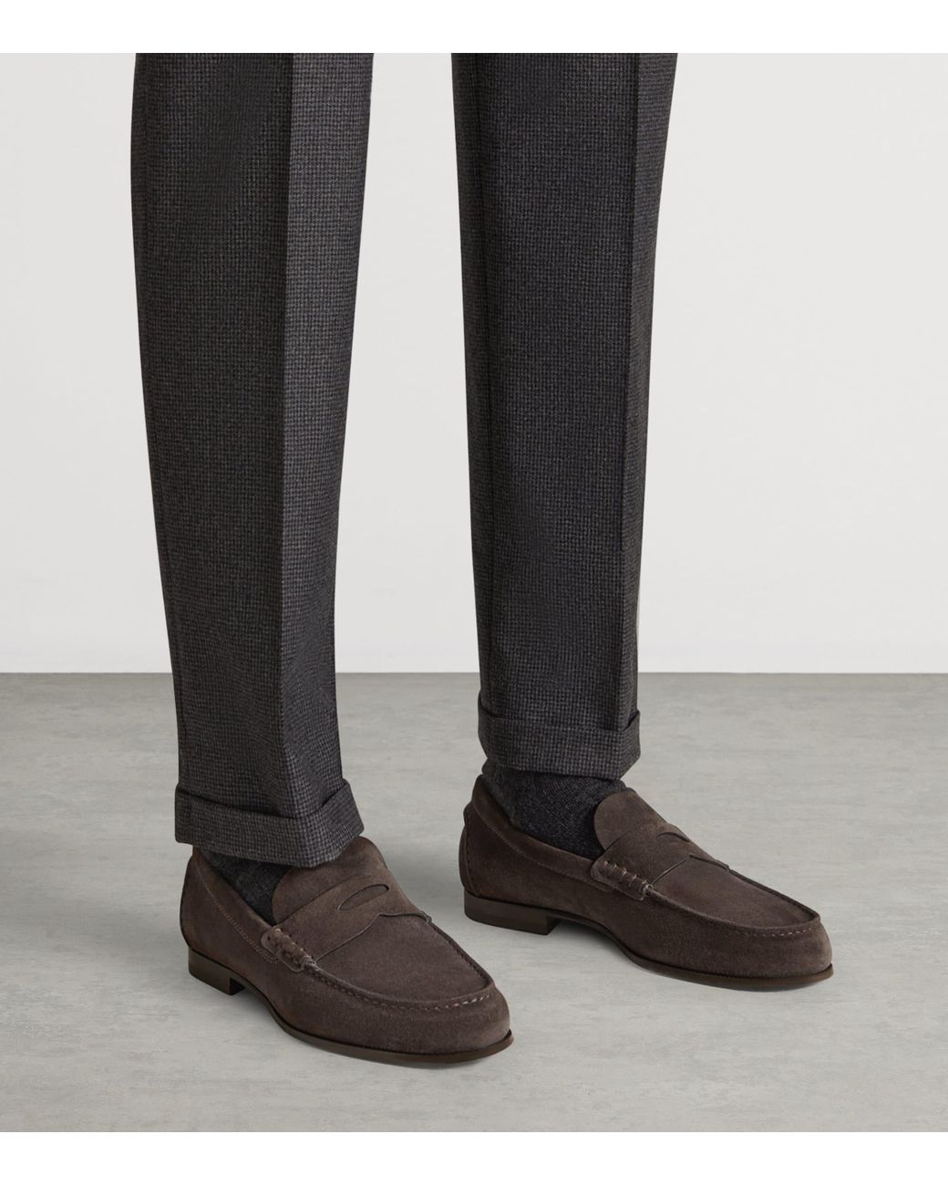 Dunhill Brown Suede Heddon Flex Loafers for men