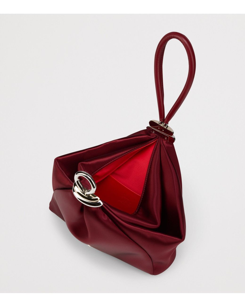 Christian Louboutin Red Sabrina Pouch Small Neoprene Satin Clutch Bag