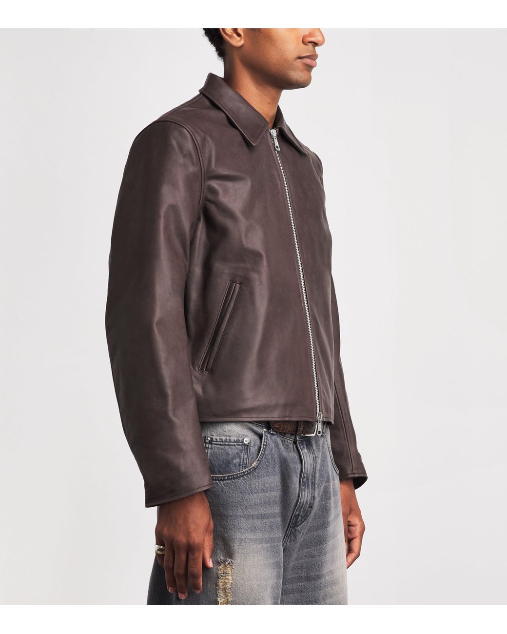 Our Legacy Brown Mini Leather Jacket for men
