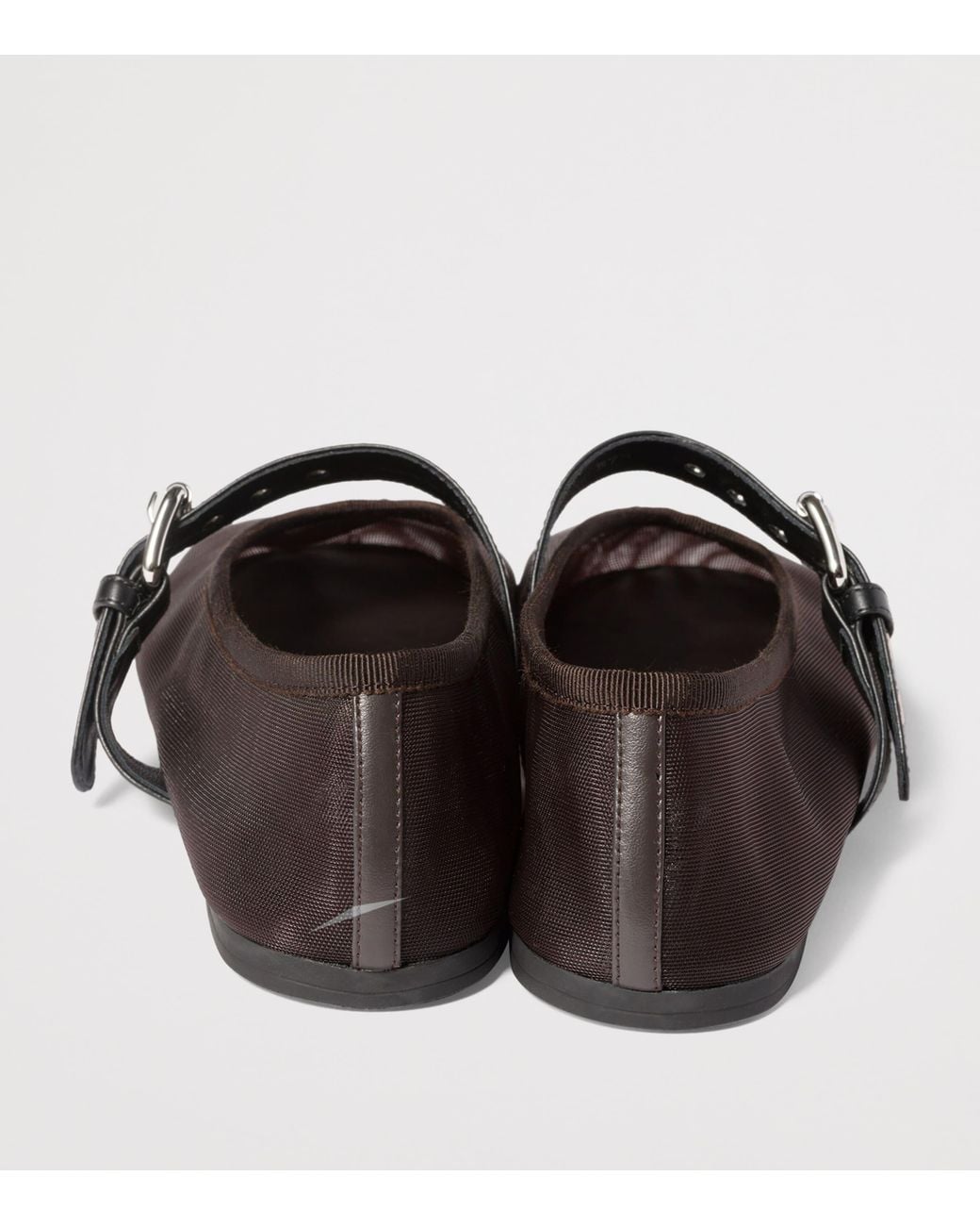 Miu Miu Brown Mesh Leather-Strap Ballet Flats