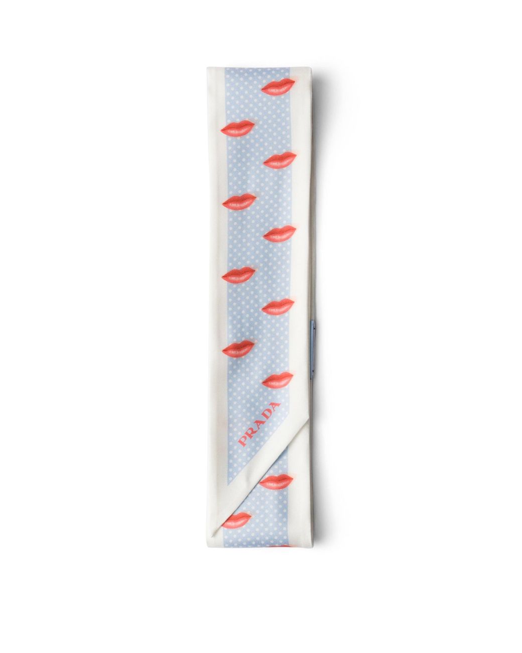 Prada White Silk Printed Skinny Scarf