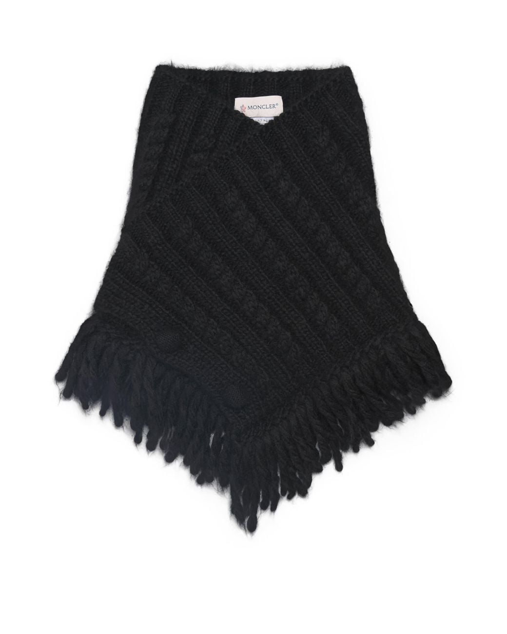 Moncler Black Alpaca-Blend Cable-Knit Triangle Scarf
