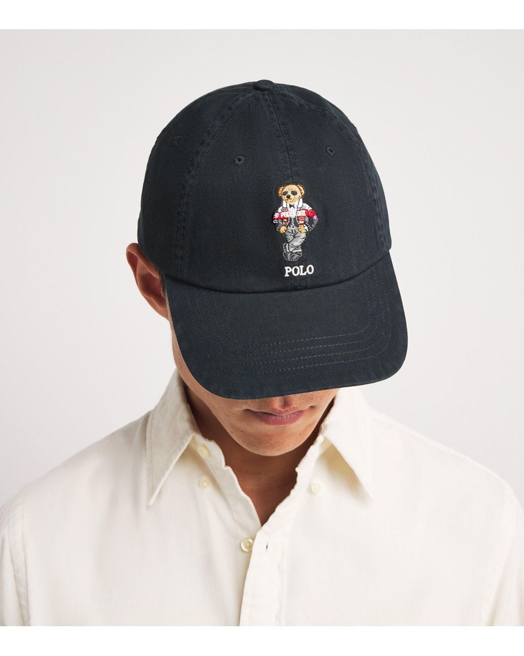 Polo Ralph Lauren Black Cotton Polo Bear Baseball Cap for men