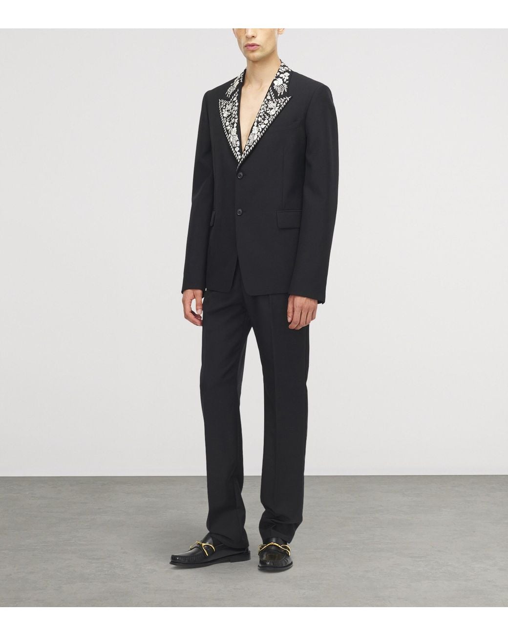 McQueen Black Wool-Mohair Embroidered Blazer for men