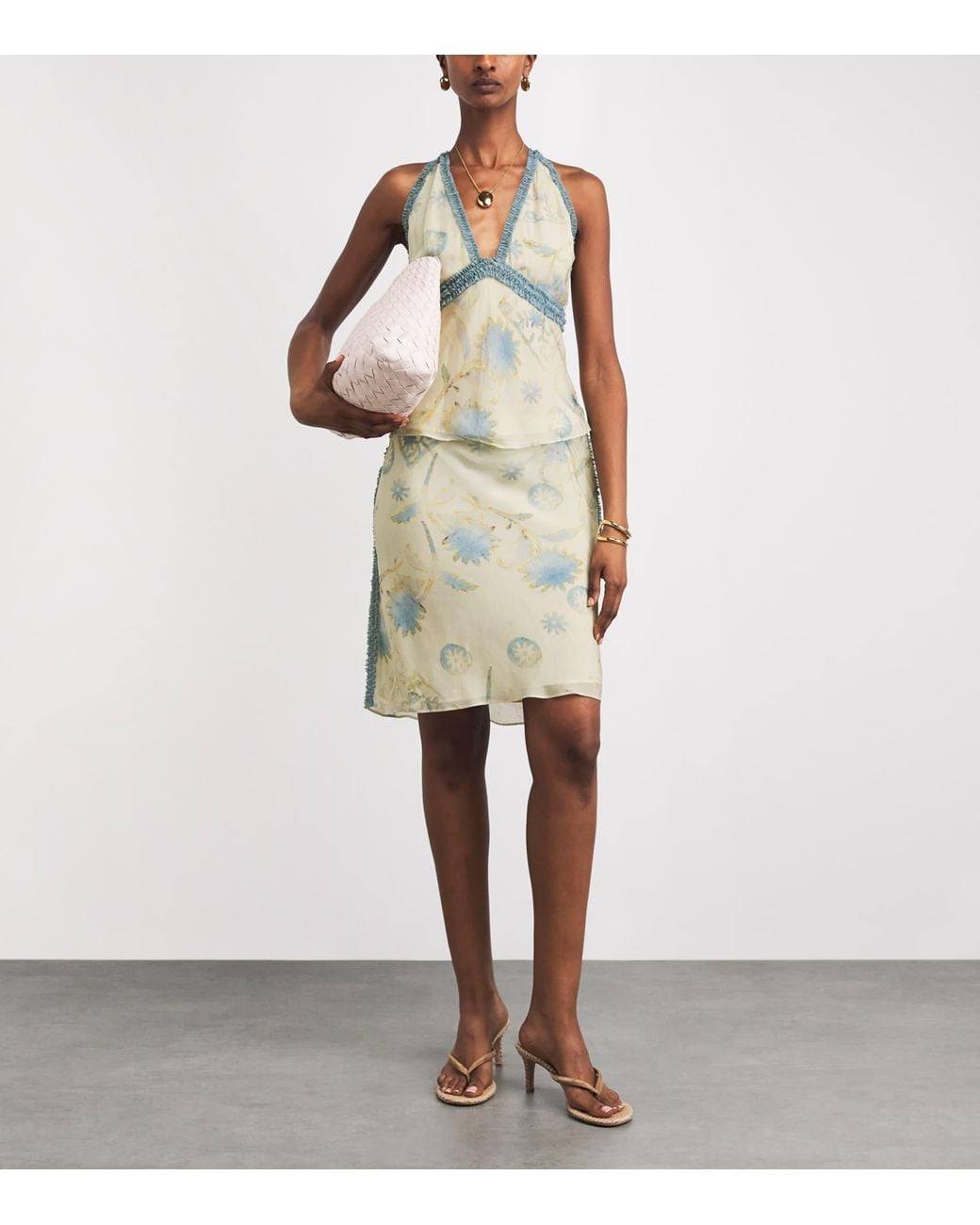 Sir Natural Satin Floral Cecile Midi Skirt