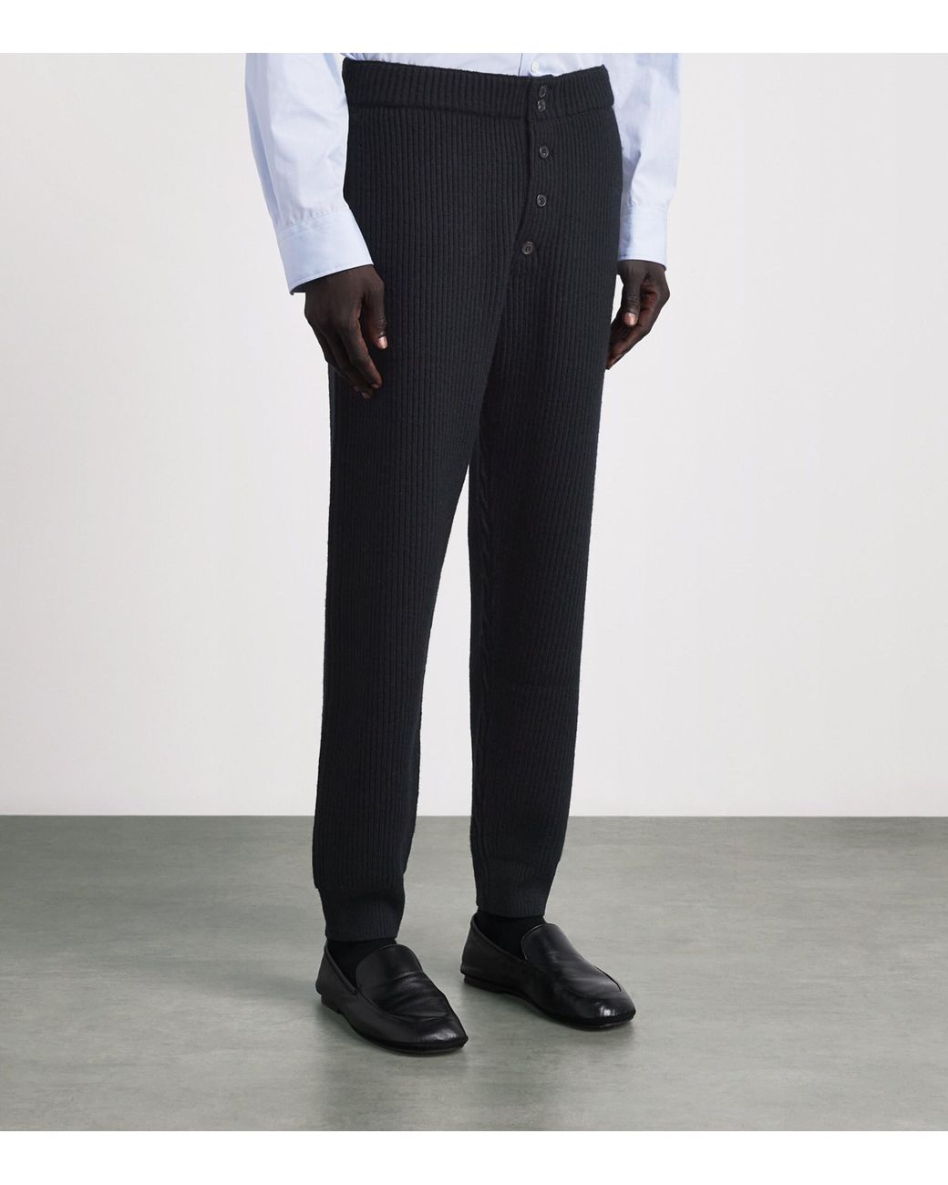 Dries Van Noten Black Wool Straight Sweatpants for men