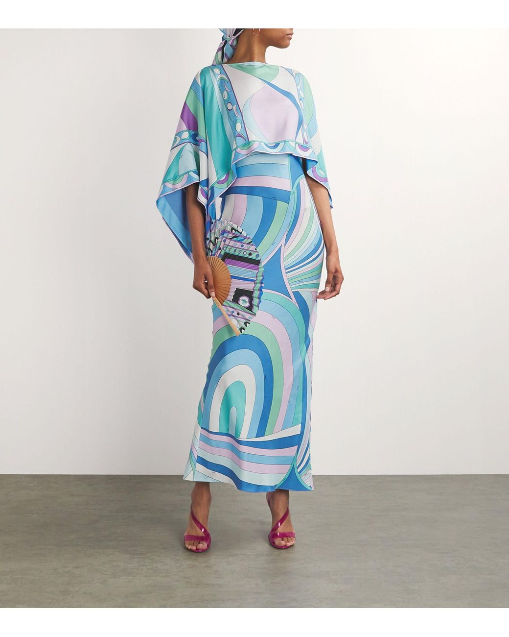 princess polly baby blue dress PUCCI Pucci Silk 2-piece Cape Dress in Blue